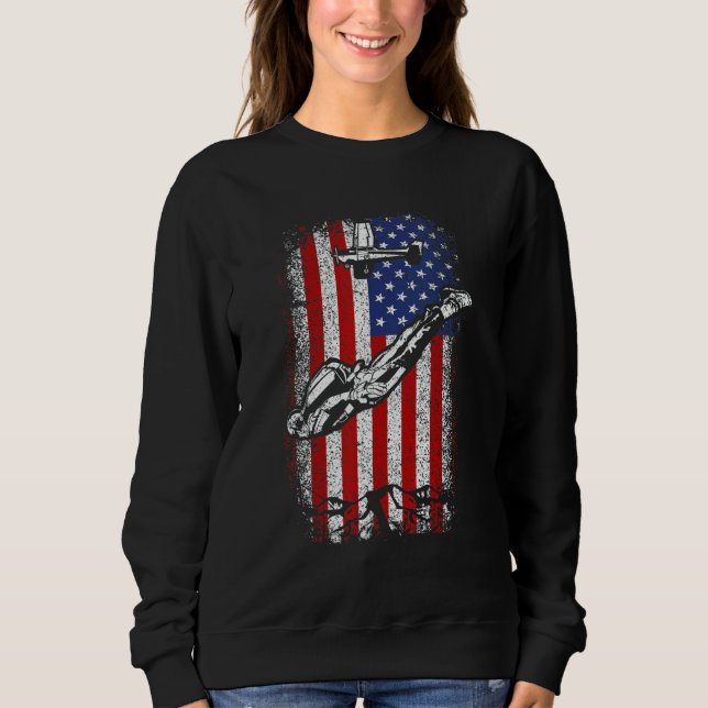 Usa American Flag Skydiving 4th Of July Sweatshirt (Front)