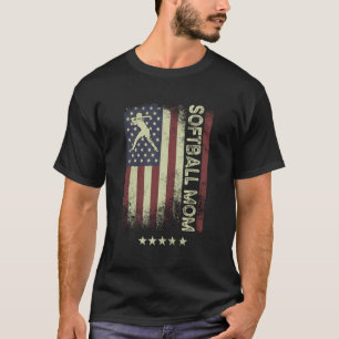 Usa American Flag - Softball Mom T-Shirt