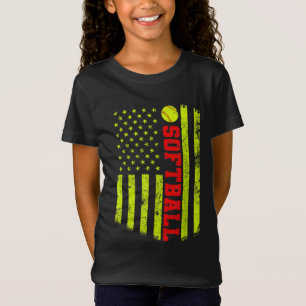 USA American Flag Softball T-Shirt
