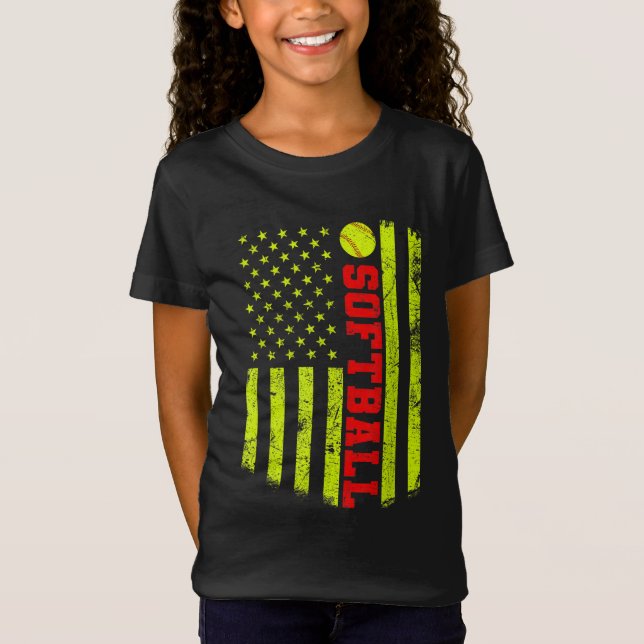 USA American Flag Softball T-Shirt (Front)