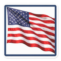 USA American Flag Square Sticker – Blue Border 