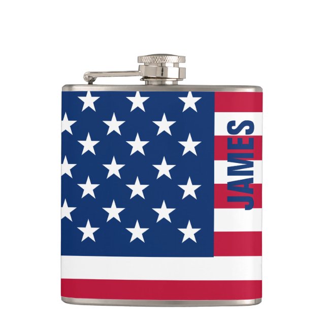 USA American Flag Stars and Stripes Flask (Front)