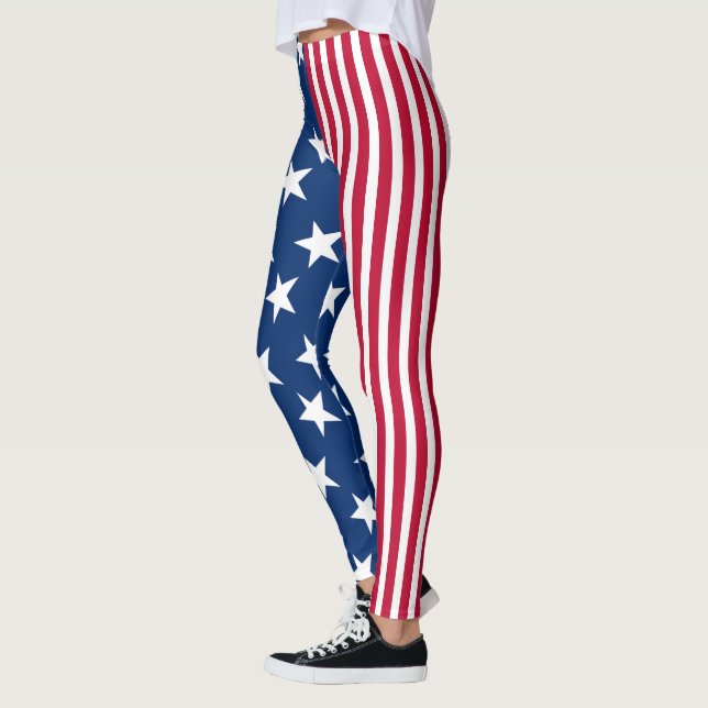 USA American Flag Stars and Stripes Leggings (Left)