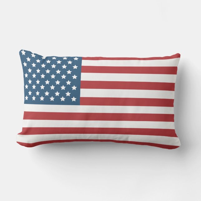 USA American Flag Stars and Stripes Lumbar Pillow (Front)
