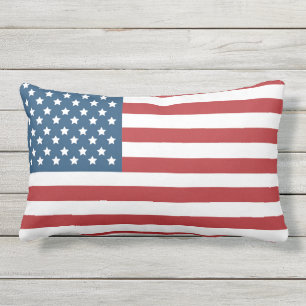 USA American Flag Stars and Stripes Lumbar Pillow