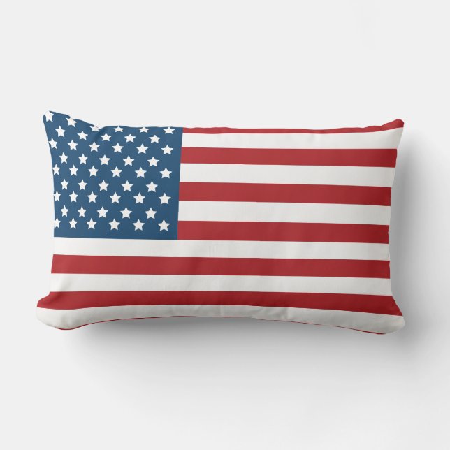 USA American Flag Stars and Stripes Lumbar Pillow (Front)