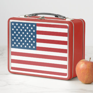 USA American Flag Stars and Stripes Metal Lunch Box