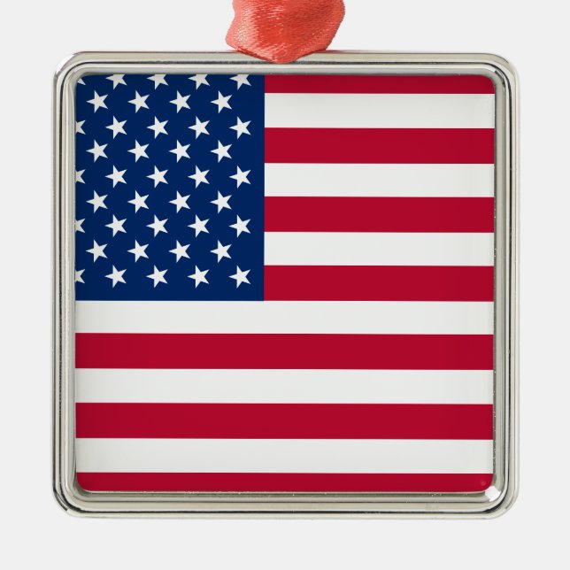 USA American Flag Stars and Stripes Metal Ornament (Front)