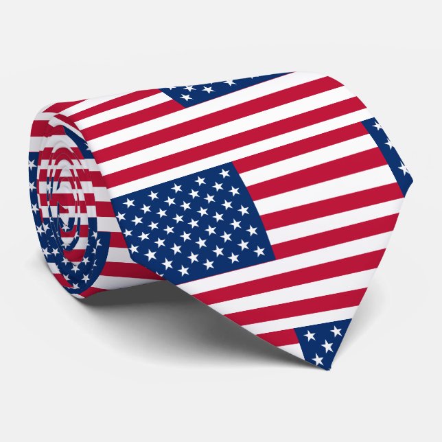USA American Flag Stars and Stripes Neck Tie (Rolled)