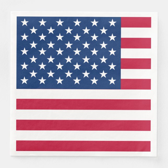USA American Flag Stars and Stripes Paper Dinner Napkins (Front)