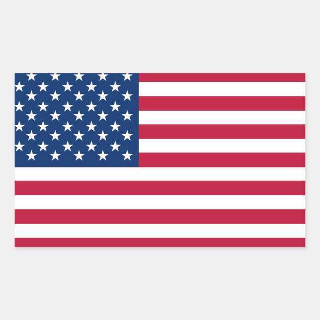 USA American Flag Stars and Stripes Rectangular Sticker (Front)