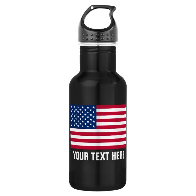 USA American Flag Stars and Stripes Stainless Steel Water Bottle (Front)