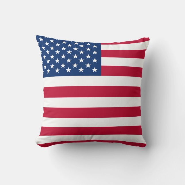 USA American Flag Stars and Stripes Throw Pillow (Front)