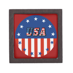 USA - American Flag Stars Circle Prem Jewelry Box