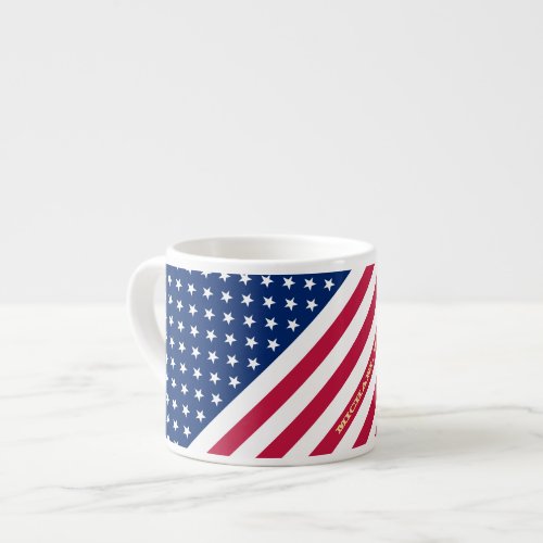 USA American Flag Stars Stripes Custom Monogrammed Espresso Cup