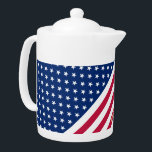 USA American Flag Stars Stripes Custom Monogrammed Teapot<br><div class="desc">The all American, Stars and Stripes, Old Glory, Star-Spangled Banner, USA flag, custom, personalized, beautiful faux gold script / typography name / monogram / initials, cool, chic, stylish, classy, monogrammed, 100% white porcelain, dishwasher safe, microwave safe, teapot, to show your pride, patriotism, love. Simply type in your name / kids...</div>