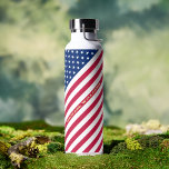 USA American Flag Stars Stripes Custom Monogrammed Water Bottle<br><div class="desc">The all American, Stars and Stripes, Old Glory, Star-Spangled Banner, USA flag, custom, personalized, cool, chic, stylish, beautiful faux gold script / typography name / monogram / initials, classy, spill-proof, stainless steel, condensation-resistant exterior, monogrammed matte black durable double-wall Thor Copper Vacuum Insulated Bottle that keeps beverages hot for 12 hours...</div>