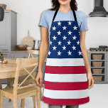 USA American Flag Stars Stripes Patriotic BBQ Apron<br><div class="desc">Show your American pride or give a special gift with this USA American Flag apron in a modern red white blue design. This united states of america flag bbq apron design with stars and stripes in red white and blue is perfect for fourth of July bbq parties, Memorial day party,...</div>