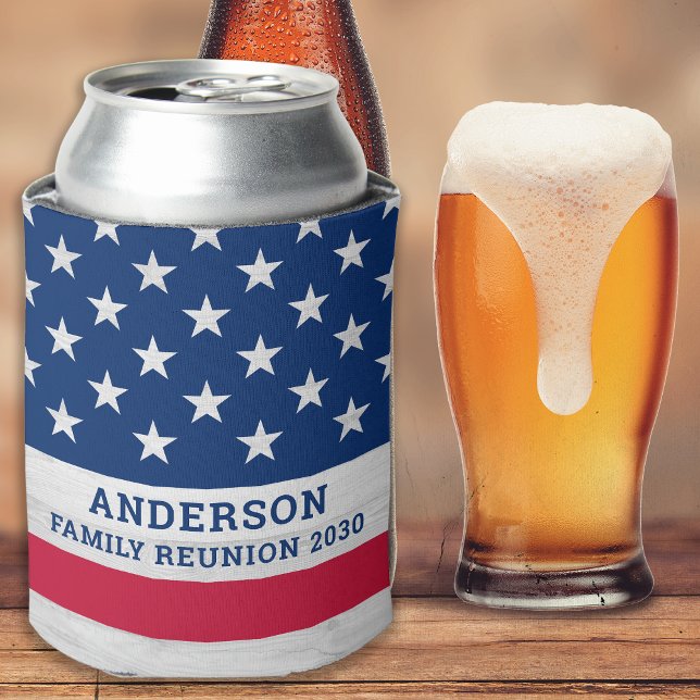 USA American Flag Stars Stripes Patriotic Family  Can Cooler (Creator Uploaded)