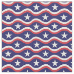 USA American flag stars with red waves on blue Fabric