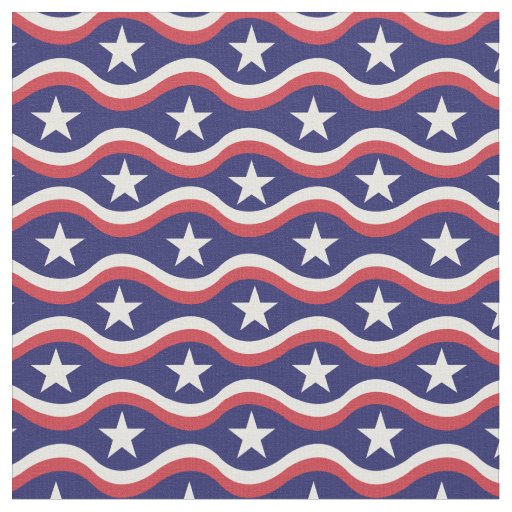 USA American flag stars with red waves on blue Fabric