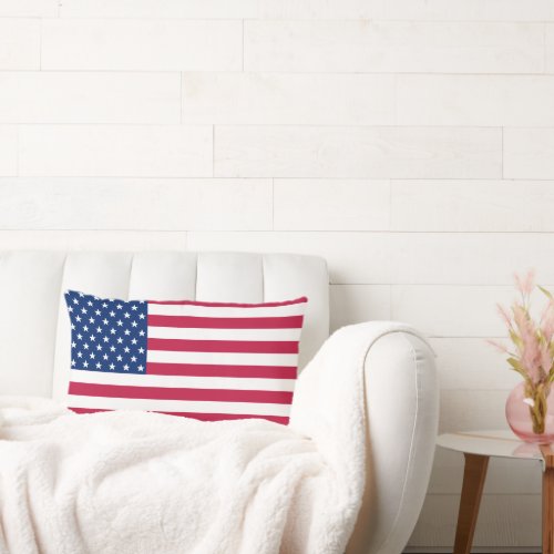 USA American Flag Stripes Patriotic Lumbar Pillow