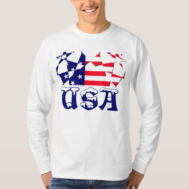 USA American Flag Stylish Fashion Long Sleeve T T-Shirt (Front)