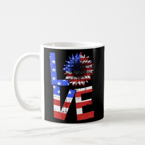 Usa American Flag Sunflower Love For 4Th Of July C Coffee Mug