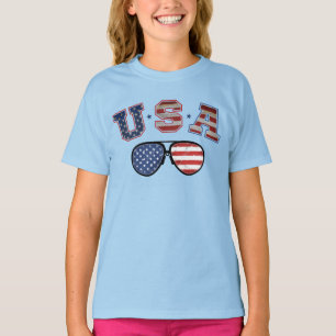USA American Flag Sunglasses Veteran 4th Of July T-Shirt