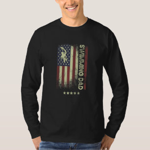 USA American Flag  Swimming Dad T-Shirt