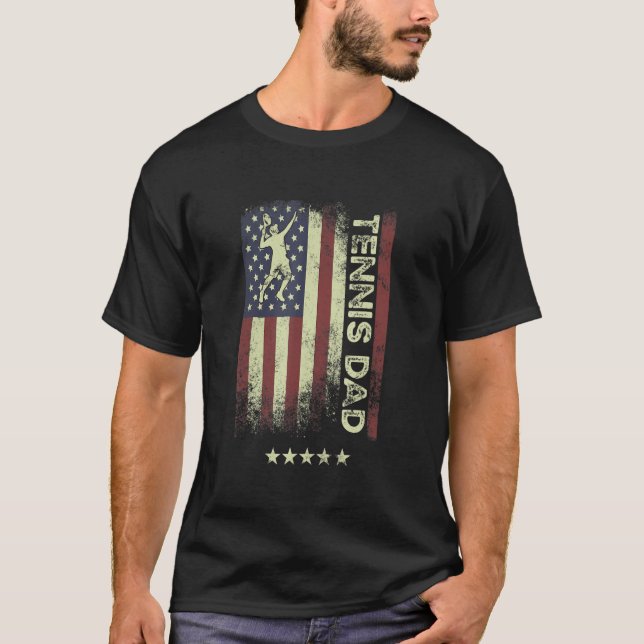 USA American Flag  Tennis Dad 1 T-Shirt (Front)