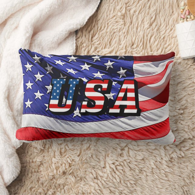 USA - American Flag Throw Pillow (Blanket)
