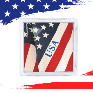 USA American Flag tie tack or Silver Finish Lapel Pin