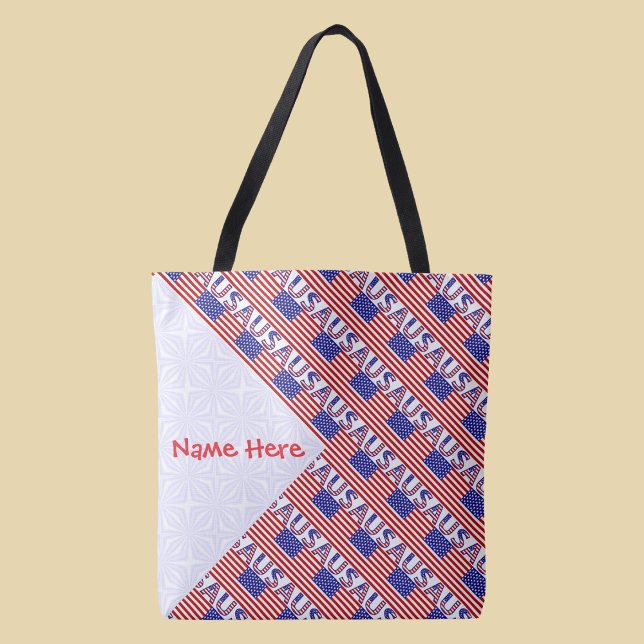 USA American Flag Tiled Red Personalized  Tote Bag (Creator Uploaded)