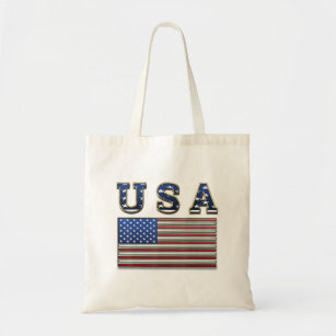 Cap Zone American Flag Canvas Tote - Beige Bags One Size