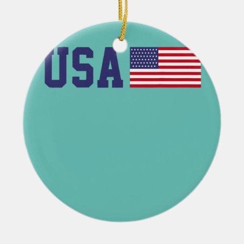 USA American Flag Vertical Text Patriotic 4th of Ceramic Ornament