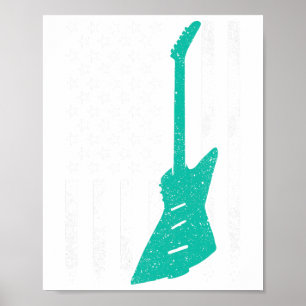 Usa American Flag Vintage Electric Rock Guitar 4th Poster