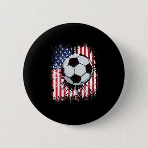 Usa American Flag Vintage Soccer 4th Of July Patri Button