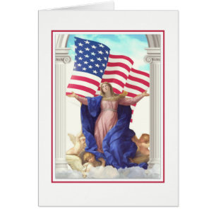 USA AMERICAN FLAG VIRGIN MARY RELIGIOUS CARDS