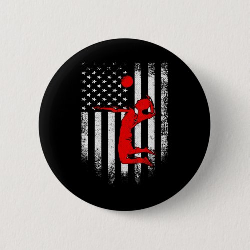 USA American Flag Volleyball Player Team Sport Button
