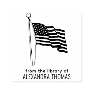USA American Flag Waving Library Book Name Self-inking Stamp