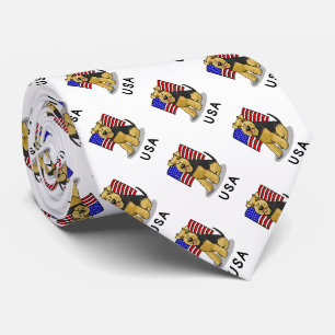 USA American Flag Welsh Terrier Dog - Cute Neck Tie