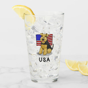 USA American Flag Welsh Terrier Dog Cute Patriotic Glass