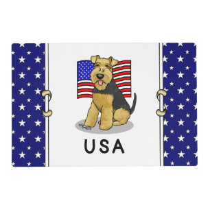 USA American Flag Welsh Terrier Dog Cute Patriotic Placemat