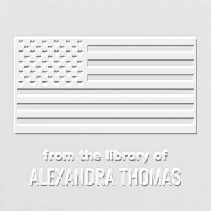 USA American Flag with Hearts Library Book Name Embosser