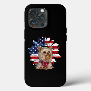 USA American Flag with Yorkie Puppy iPhone 13 Pro Case