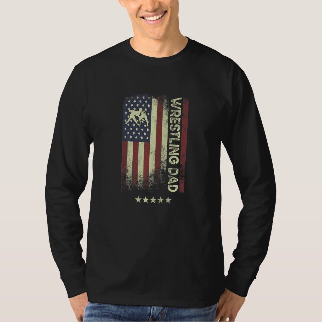 USA American Flag  Wrestling Dad  1 T-Shirt (Front)