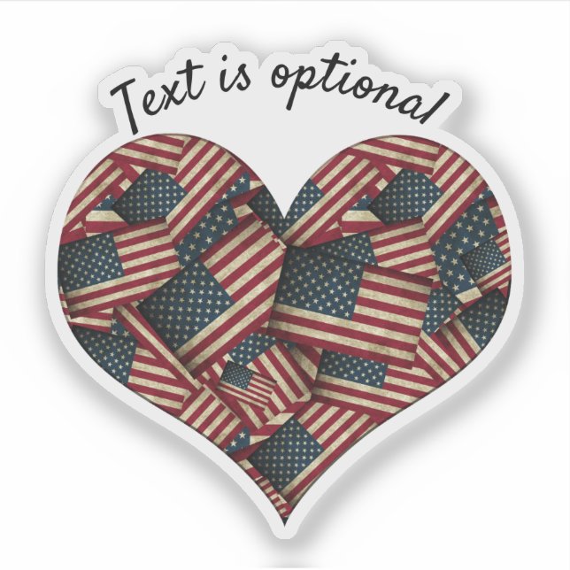 USA American Flags Heart Sticker (Front)