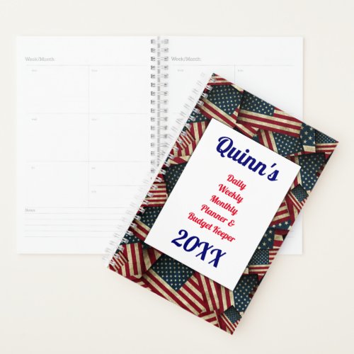 USA American Flags Planner