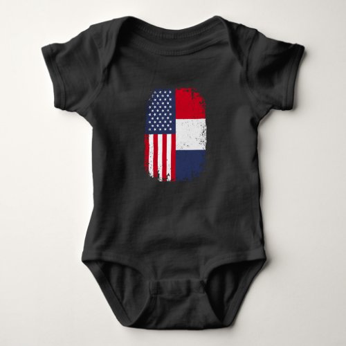 USA American France French Flag Baby Bodysuit